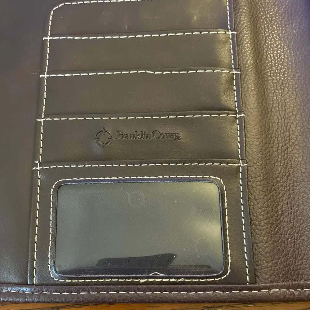 FRANKLIN COVEY Day One Dark Brown Faux Leather Organizer Planner Binder Vintage